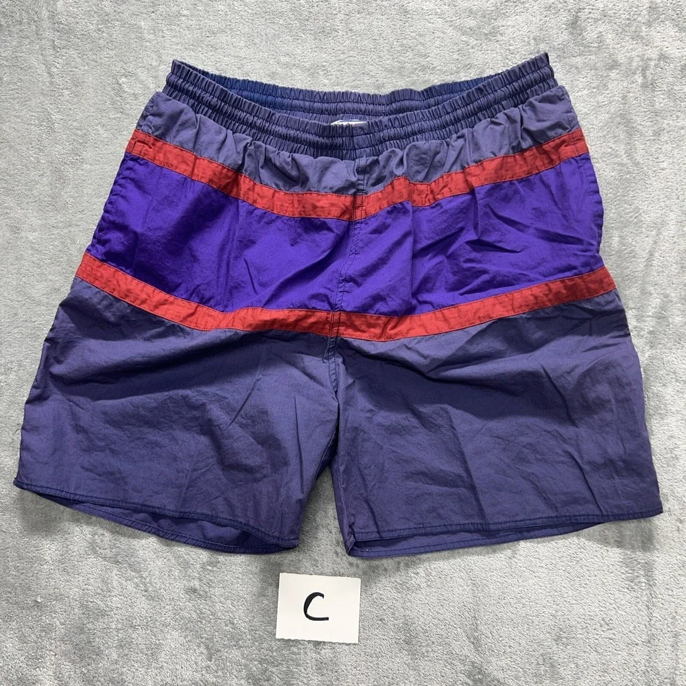 Vintage Esprit Swimming Trunks Faded Color Block Lined Nylon Shorts Baggies L